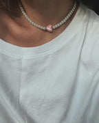 Choker „ Glossy Pearl Heart”