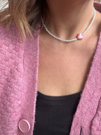 Choker „ Glossy Pearl Heart”