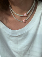 Choker „ Glossy Pearl Heart”