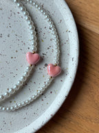 Choker „ Glossy Pearl Heart”