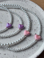 Choker „ Glossy Pearl Heart”